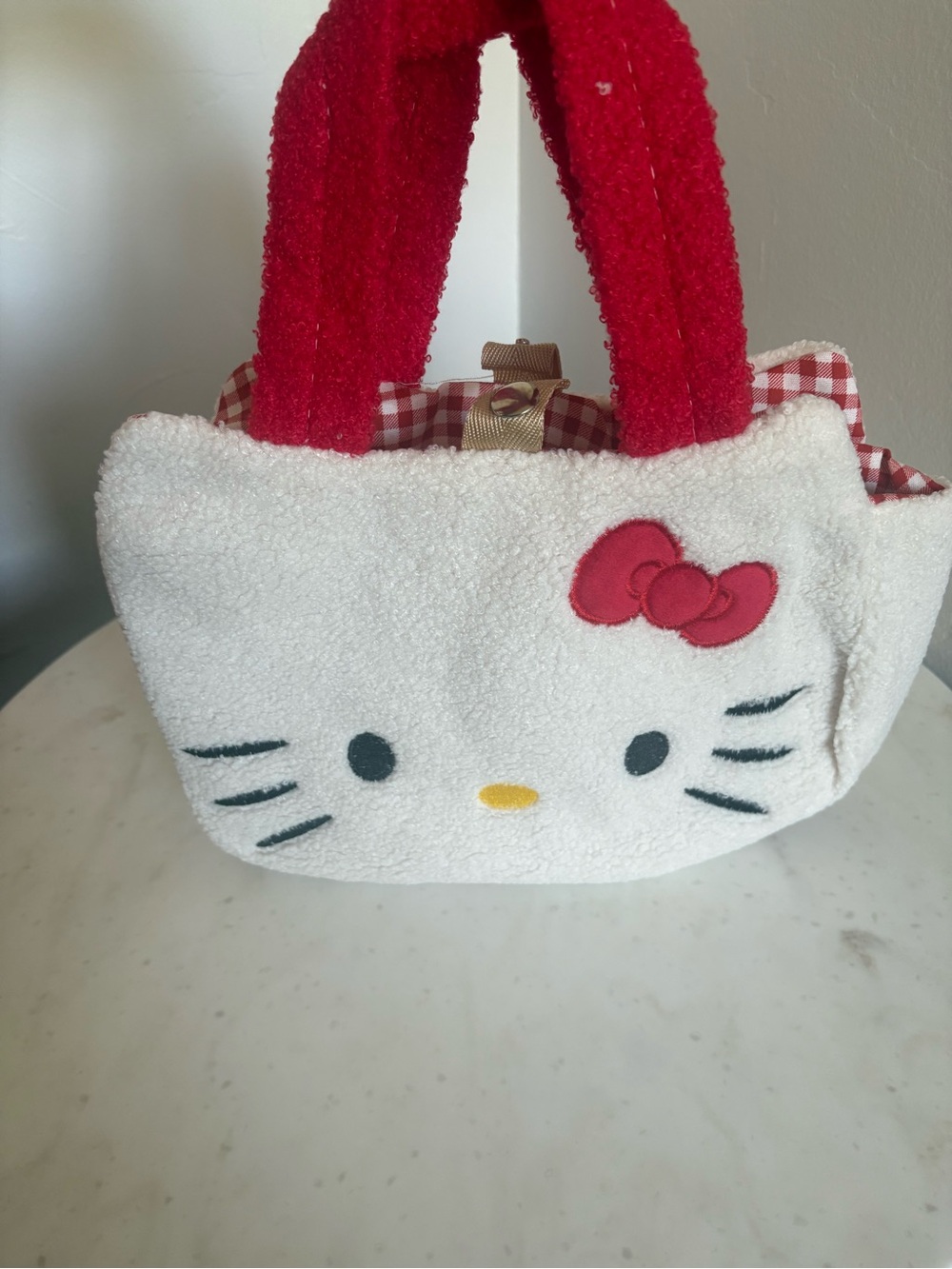 Hello Kitty Plush Tote Bag in White and Red